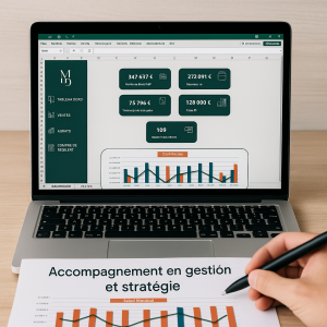 Tableau de bord Excel illustrant un accompagnement en gestion et stratégie pour TPE et PME